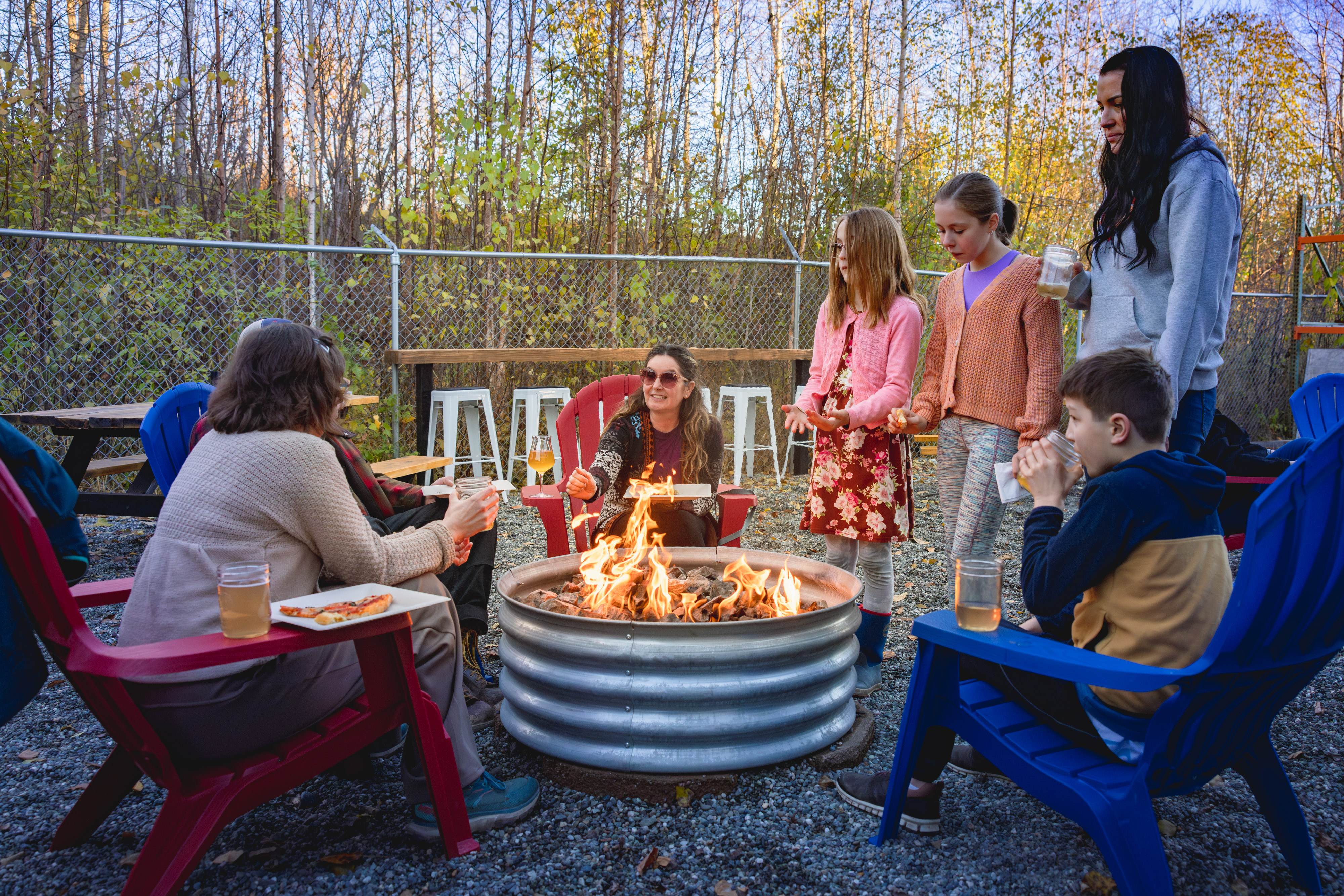 Outdoor fire pit at Zip Cider